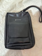 Samsonite Black Faux Leather Wristlet Bag Multiple Pockets Holiday Travel Purse