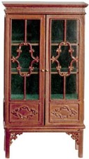 Dolls House Georgian China Display Cabinet JBM Walnut Living Room Furniture 1:12