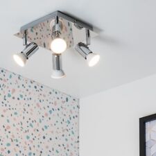 Adjustable 4 Way Ceiling Spotlight Fitting Chrome / Black LED GU10 Kitchen Light