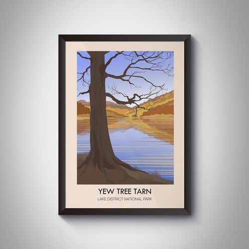Yew tree tarn travel poster - tree,