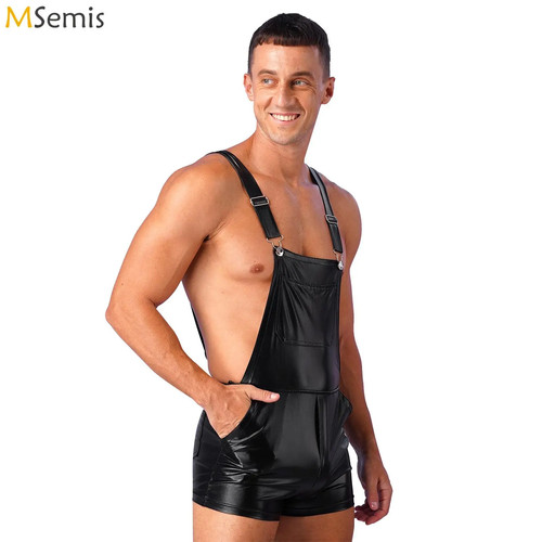 Mens shiny metallic overall - shiny,