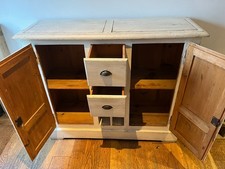 Solid wood sideboard: 2 x cupboard & 2 x drawers.  Shabby chic.
