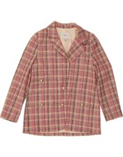 L.K. BENNETT Womens 2 Button Blazer Jacket UK 12 Medium Pink Check Cotton DU93