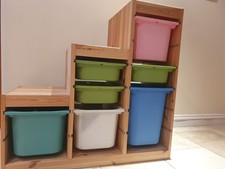 IKEA TROFAST Pine Storage Unit with Boxes 