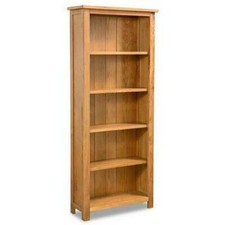 Oak Bookcase Wooden Books CD DVD Photo Frame Storage 5 Tier Wood Office Home