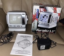 Plustron Portable TV Radio Mini 5.5" Black & White AM/FM World Cup Edition 2002
