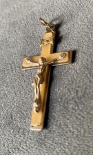 SMALL ANTIQUE GERMAN BRONZE, CELLULOID & STAINLESS STEEL CRUCIFIX