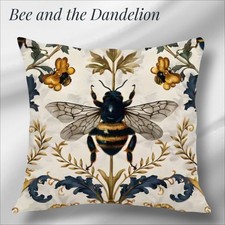 Queen Bee Honey Bee Bumble Bee  Cream Floral Cushion COVER 45 X 45cms