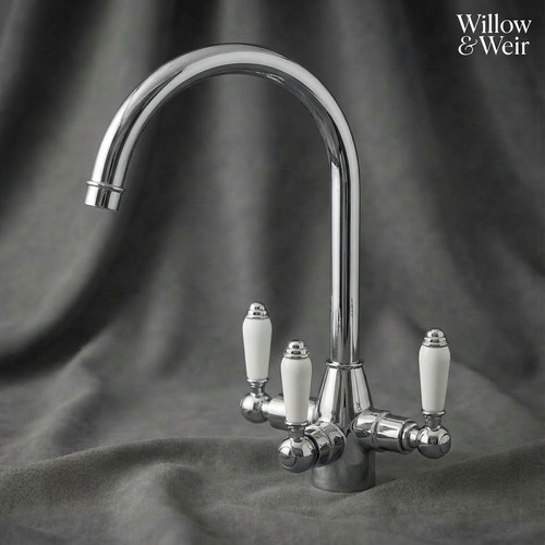 Polished chrome kitchen mixer - kitchen,