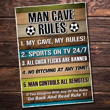 Man Cave Rules Novelty Wall