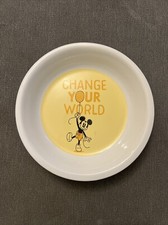 Disney Parks CHANGE YOUR WORLD Mickey Mouse Stoneware Dog Cat Dish Bowl