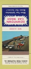 Matchbook Cover - Downtown Car Wash Mobil oil gas  30 Strike