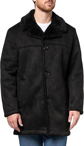 Men black suede shearling - suede,