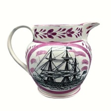 Sunderland Pink Lustreware Pottery Jug, Northumberland 74, circa 1840-50