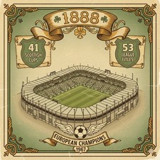 Vintage Celtic Park Stadium Art| 1888 Football Poster | European Champions