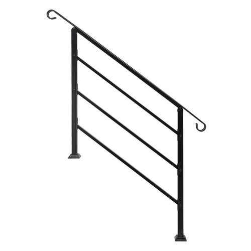 Black wrought iron handrail - black,