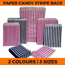 Candy Stripe Paper Bags - Favour Sweets Gift Shop Party  - Small Medium Large