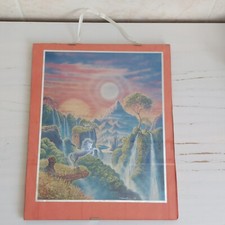 Vintage Unicorn Dufex Foil Picture Print Glazed Mytical Fantasy Wall Hanging 90s