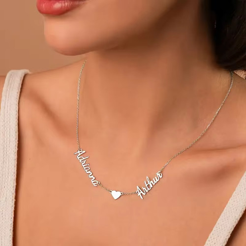 Custom double name heart - double,