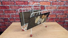 Vintage 1950s 1960s Atomic Magazine Rack With Flowers Mid Century Used