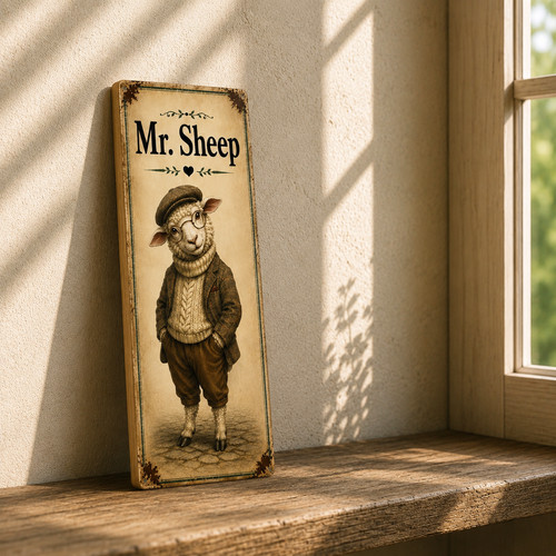 Sheep sign wooden - , mr
