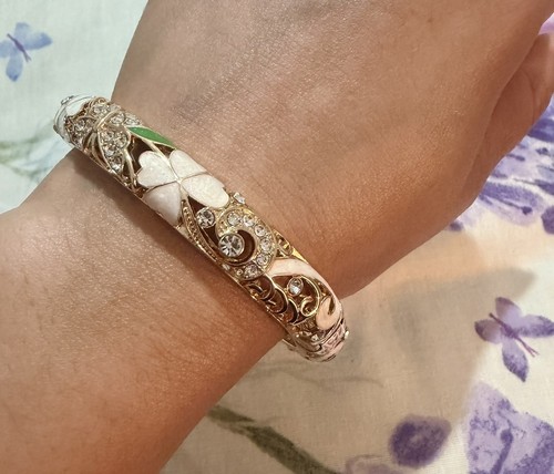 Gold plated pink floral - gold,