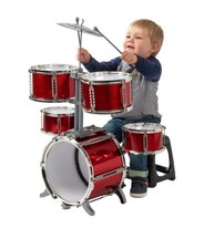 Rockstar Junior 7-Piece Drum Kit Set - Red | Kids Beginner Drum Set
