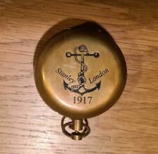 Stanley London 2 inch Brass Push Button Pocket Compass With Leather Case