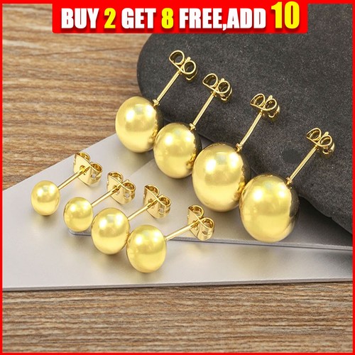Gold pair ball round ear - ball, studs