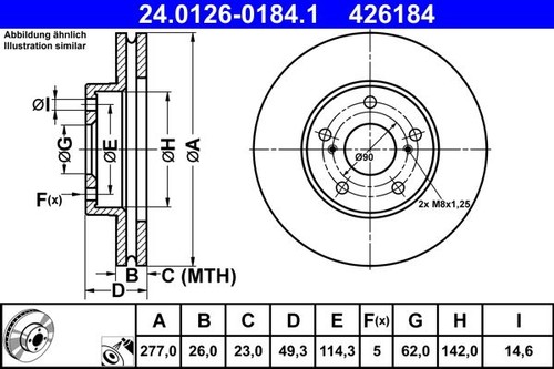 Brake disc ate 0126 0184 - brake,