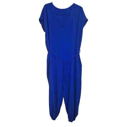 Royal blue neck - blue, belted
