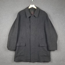 Vintage PIERRE CARDIN Coat Men XL 44 Black Charcoal Wool & Cashmere Overcoat 90s