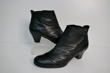 GABOR SOFT BLACK LEATHER MODERN CLASSIC BLOCK HEEL PLEATED ANKLE BOOTS UK 4.5STD