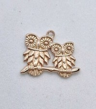 925 STERLING SILVER/ROSE GOLD PLATED MOTHER & BABY OWL PENDANT  16X20MM ONE...