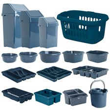 Navy Kitchen Set - Swing Bins Bowls Cutlery Tray Dish Drainer Sink Tidy Hipster