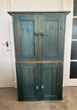 Two Part Stackable Wooden Painted Wardrobe