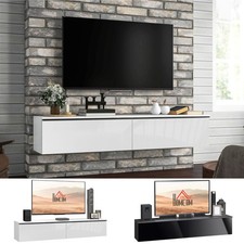 Floating TV Unit Stand, Wall Mount Media Console with Storage Cupboards