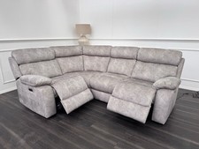 Furniture Village Moreno Power Reclining Corner Sofa In Grey Lux Velvet