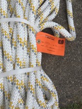 Rope braided  polyester size 16 mm length 34 metres white.& yellow New & unused.