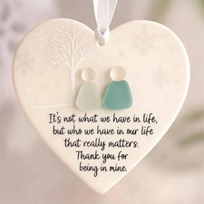 Friendship Heart Keepsake Ornament, Heart-Shaped Sea Glass Friendship Decor