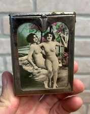 Vintage Early 1900s Cigarette Pack Case Holder Risque Women Art Deco Nouveau
