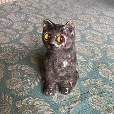 Winstanley pottery Grey Kitty size 1 - Cathedral glass eyes + signed - 13cm