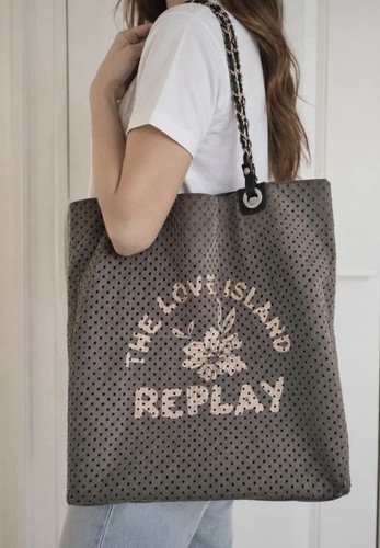 Replay grey perforated tote - replay,