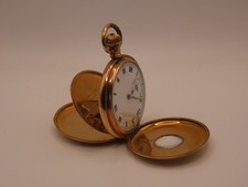 Gold plated half hunter pocket watch, Swiss Made, Dennison Star case