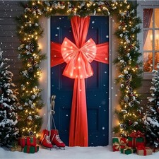 Red Door Bow Gold LED Lights