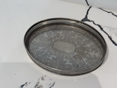 Silver plate oval tray platter - silver,