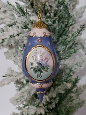 Bradford Editions Porcelain Lena Liu's Forever Flowers Ornament Hollyhocks