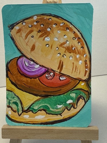 Aceo original art card - card, bbq