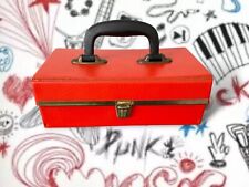 VINTAGE CASSETTE TAPE AUDIO STORAGE BOX HOLDS 12 TAPES RED CARRY CASE  VGC