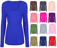 Women New V Neck T Shirt Plain